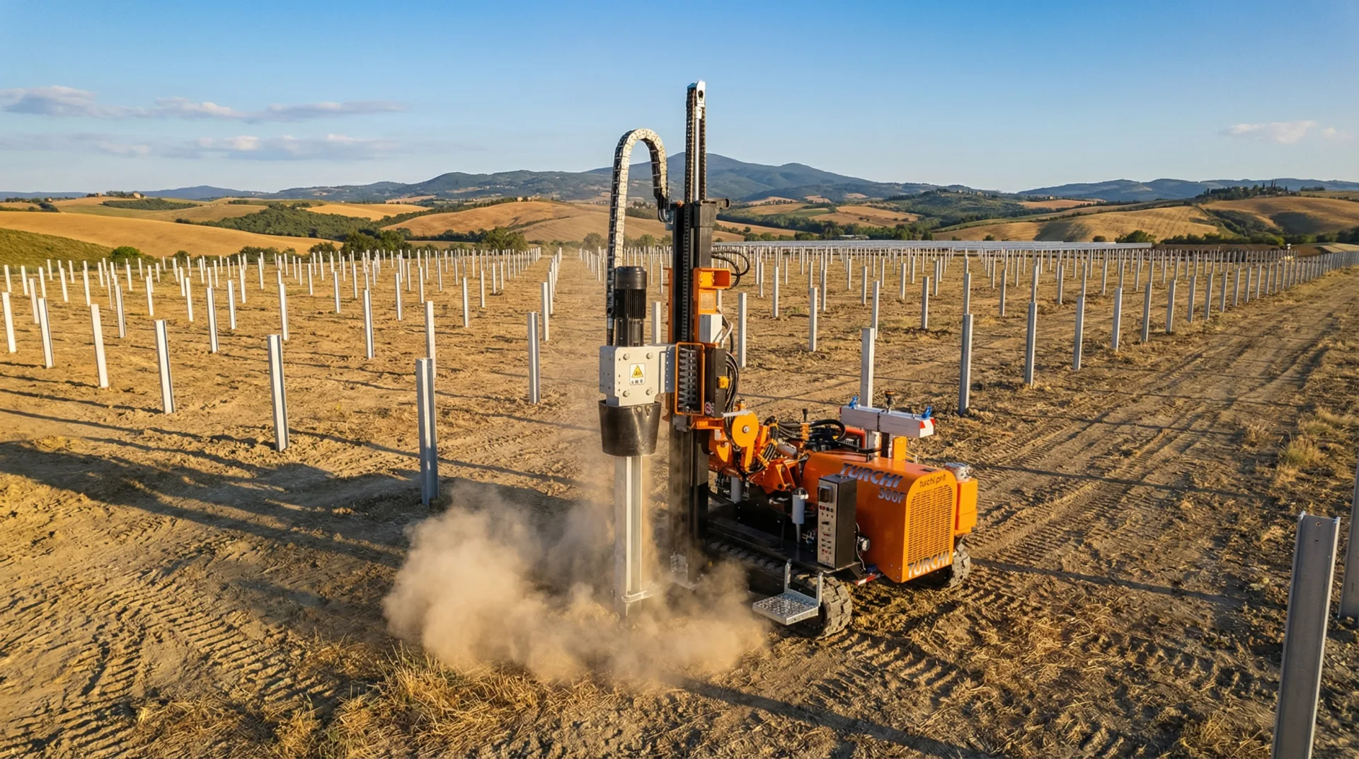 TURCHI 300F battipalo idraulico su cantiere fotovoltaico